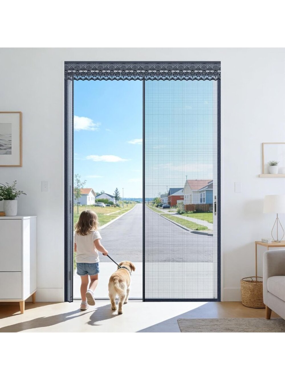 Retractable Magnetic Screen Door for 48x80 Patio & French Doors, Heavy Duty Bug